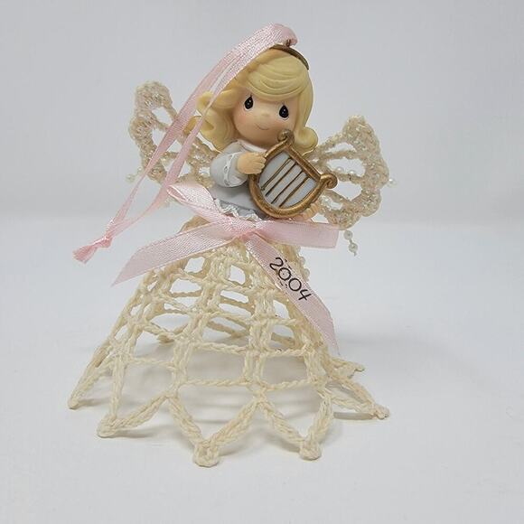 Precious Moments GRACED with LACE Lace Ornament- Harp Angel 2004 - Picture 1 of 12